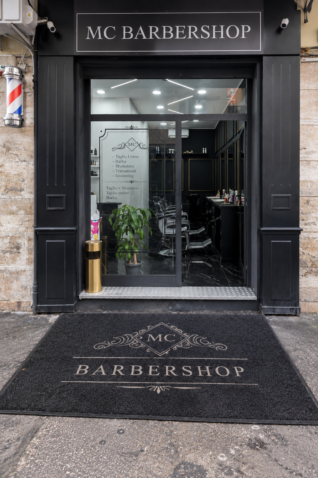 Tappeto personalizzato per barber shop